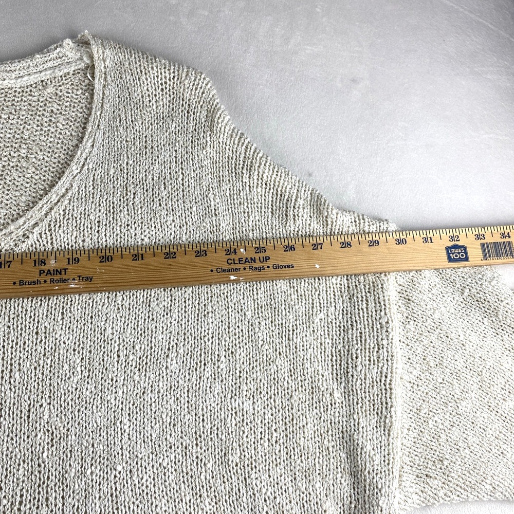 Easel Knit Oversized Cream Sweater Kangaroo Pocket Sz XL/1X Comfort 3/4 Sleeve - Picture 3 of 10